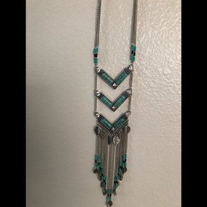 Silver/turquoise/black necklace